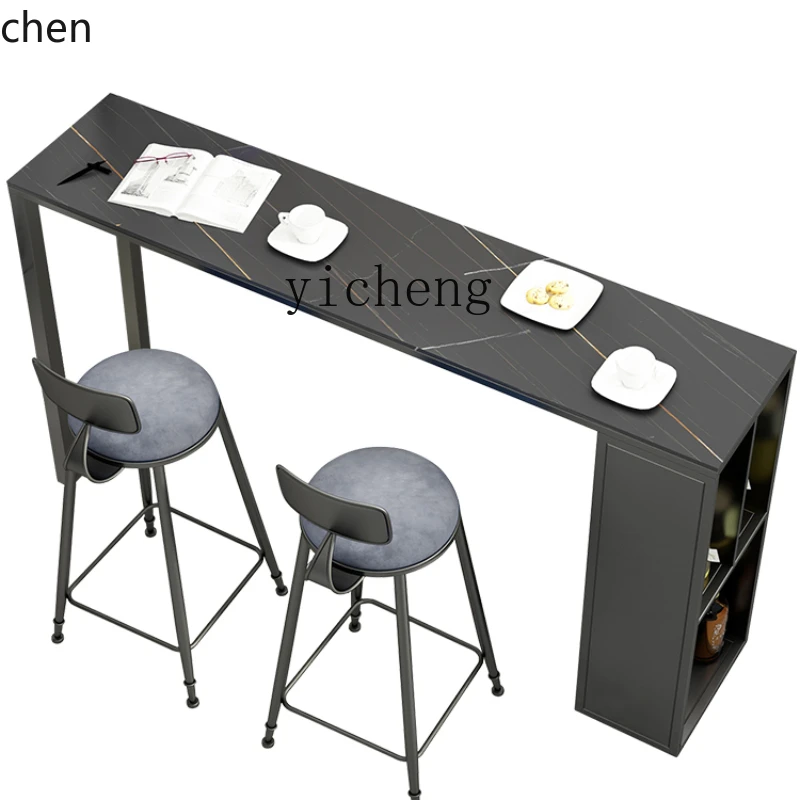 YFY Wall Dining Room Narrow Bar High-Leg Cabinet Combination High-Leg Table