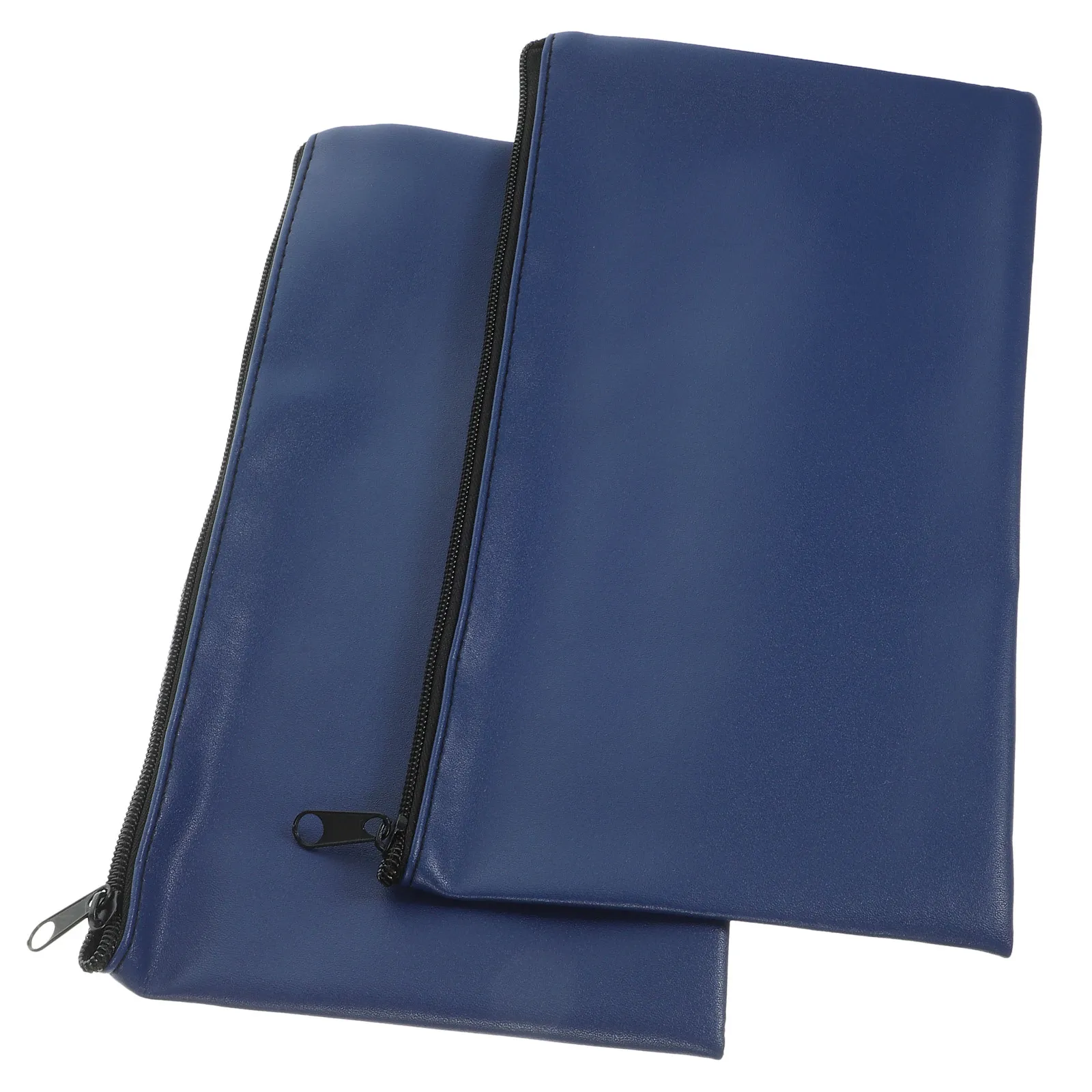 

2Pcs Functional Cash Envelope Wallet PU Aluminum Alloy Zippered Money Pouch for Office Home Travel Receipts Checks
