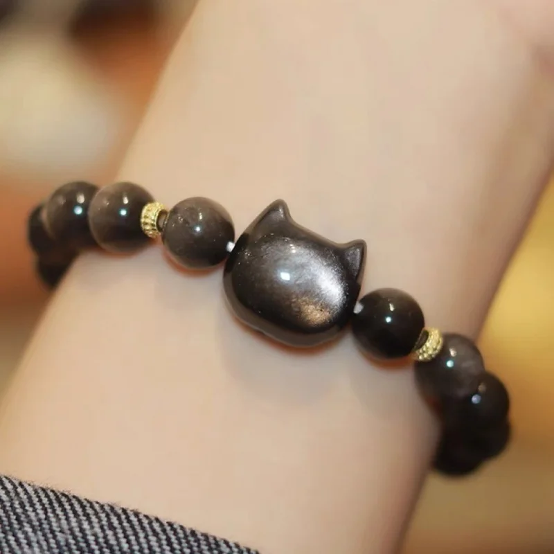 UMQ Night Elf Natural Cat Head Silver Stone Bracelet Couple Male And Female Personality Sweet Cool Style