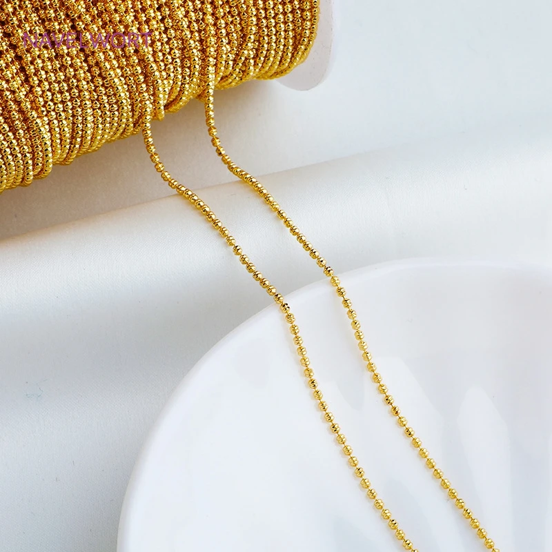 14K Gold Plated Brass Metal Ball Bead Chains Findings High Quality Bulk Chains For Jewelry Necklace Making Components Wholesale