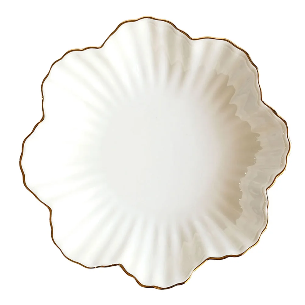 

1 шт., керамическая тарелка для еды, белый поднос для хранения, домашнее сервировочное блюдо, поднос для десерта, фруктов для дома, ресторана, отеля, дисплея