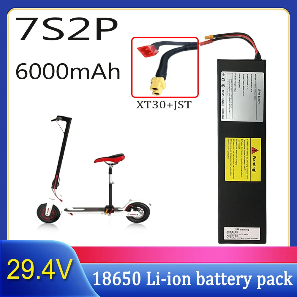 

29.4V 6000mAh 7S2P 18650 Li-ion rechargeable battery pack, suitable for battery replacement of 29.4V electric scooters