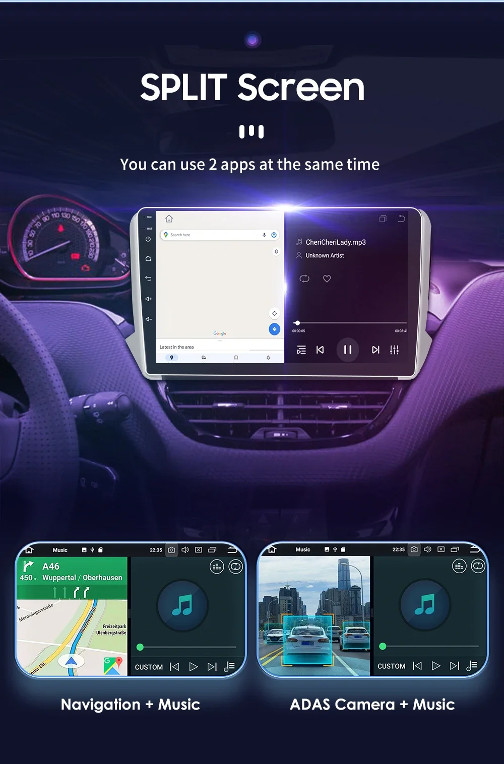 Hizpo Autoradio Carplay 4G 8581 AI Systeme Android Autoradio für Peugeot 208 2008 Serie 2012-2018 Multimedia Video Player GPS – Detail 32