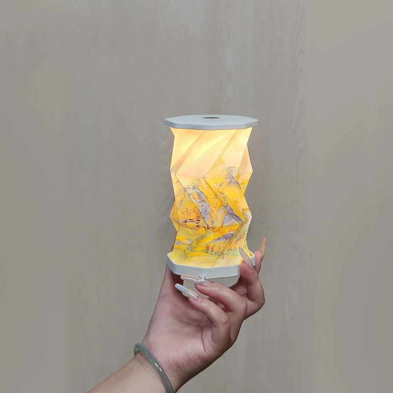 Desk Accessories Portable Rechargeable Led Night Light Mini Folding Rotating Ambient Lamp Creative Decor Gift For Bedroom Office