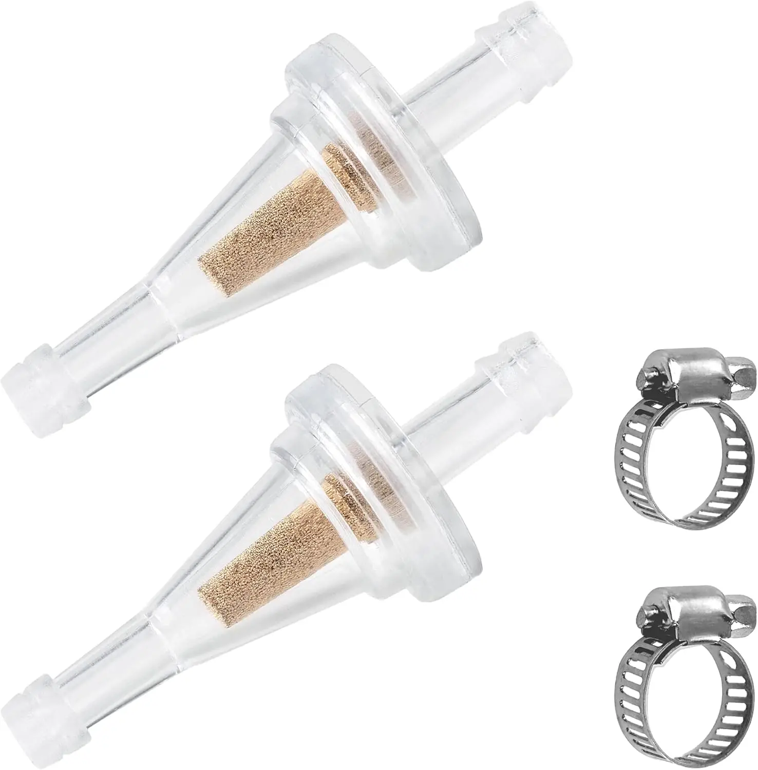 2PCS 3/16 Inline Copper Scooter Clear Fuel Filters | 5MM Gas Filter for Moped Dirt Bike ATV Motorcycle UTV Mini Bike with 2pcs Clamps