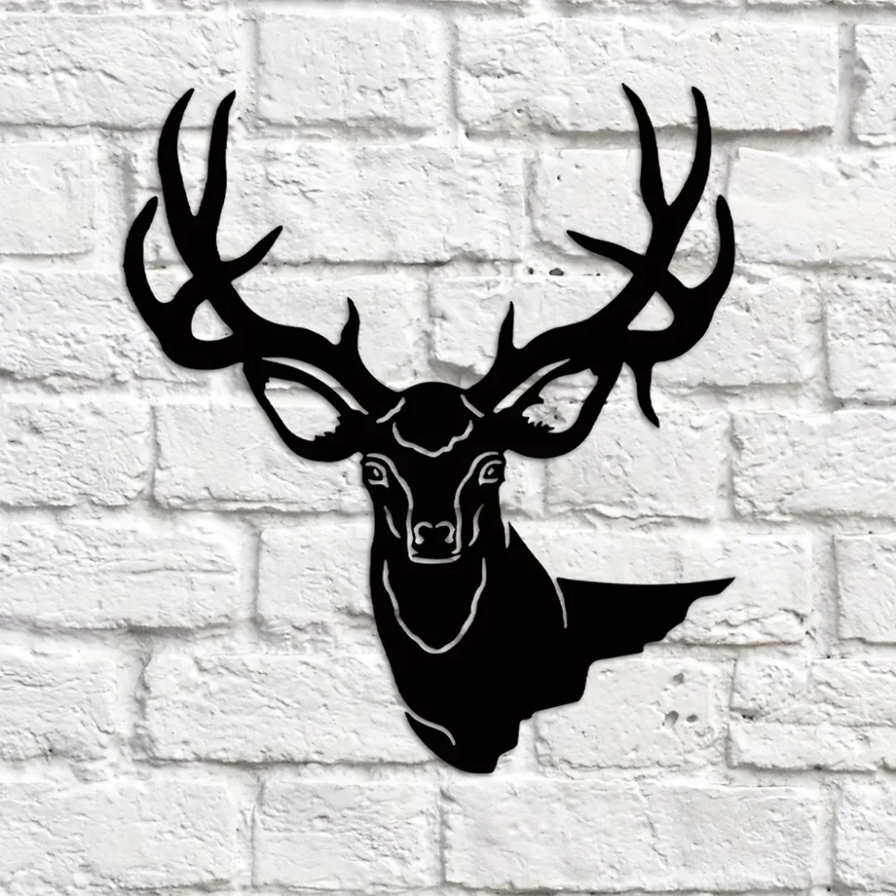 HelloYoung 3D Deer Head Metal Wall Art - Elegant Home and Office Decor for Living Room and Bedroom Wall Decor Wall decoration