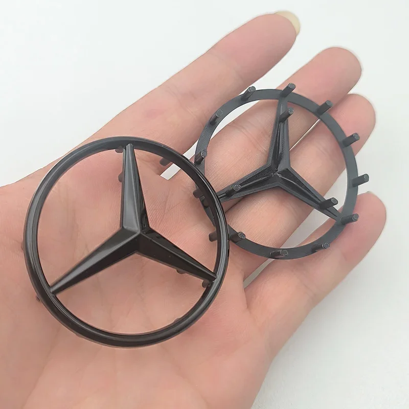 52mm 58mm ABS Chrome Black Star Logo Mercedes Steering Wheel Logo Sticker For Mercedes Benz C E S Class W253 Emblem Accessories