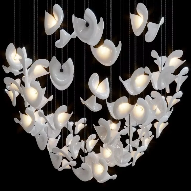 

Design Large Decorative Living Room Factory Spiral Long Modern Luxury Chandelier Pendant Light for High Ceilings