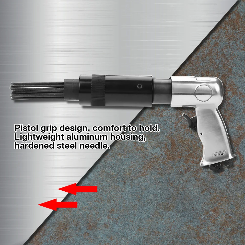 Air Pneumatic 19 Needle Scaler Pistol Grip Rust Paint Slag Corrosion Removing Deburring Tool