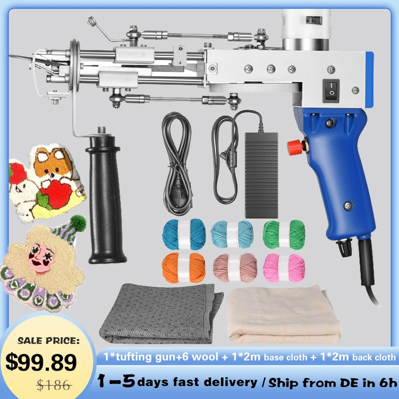 

Extra Gift 2in1 Tufting Gun, Carpet Weaving Machine, Cut Pile Electric Tufting Gun, 5-45 Stitches/s High Speed Rug Gun, 4-19mm