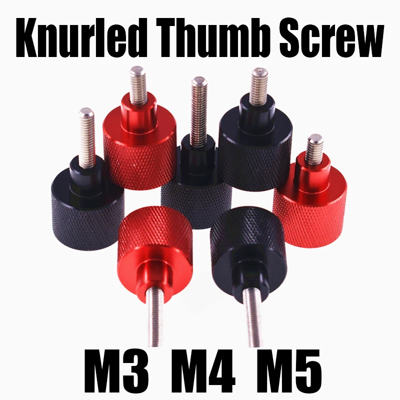 1PCS M3 M4 M5 5Mm-60Mm Nhôm Hợp Kim Không Gỉ Có Khía Ngón Tay Cái Vít Tay Grip Knob Bước bulong Vít Màu Đen/Đỏ Tay Thắt Chặt Vít