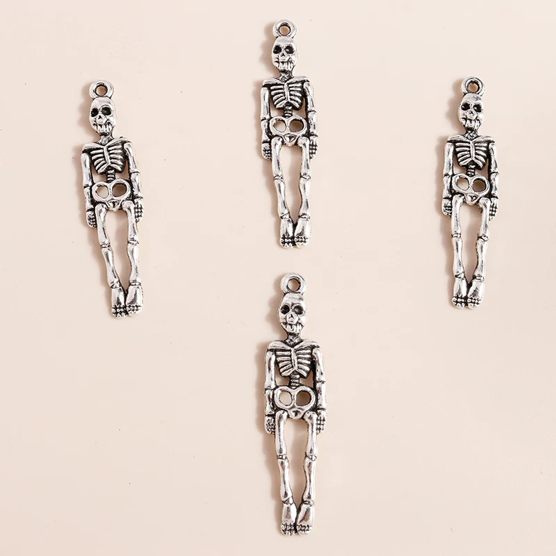 20 Stück 9x39mm Niedliche Halloween-Skelett-Anhänger aus Legierung für Schmuckherstellung DIY Halsketten Ohrringe Armbänder Zubehör – Detail 5