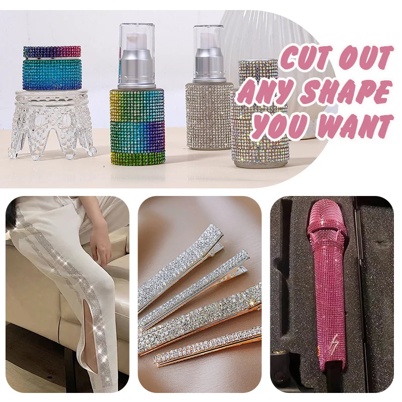 12*20cm/24*40cm Selbstklebende Strassborte, glitzernde 3D-Kristalle für DIY-Dekoration, leicht zu schneiden und anzubringen, Glassticker – Detail 5