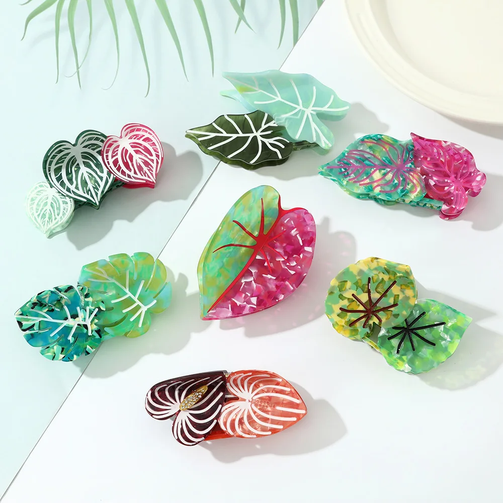 مجموعة كبيرة من أوراق النباتات الاستوائية من Muweordy، تصميم إبداعي، مشابك على شكل أوراق شجر أنيقة، إكسسوارات للشعر للنساء والفتيات