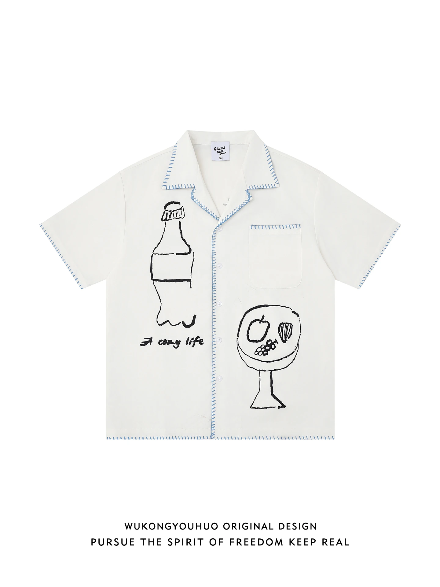 

Loose Men's ort Sve irt fiti Print Hand Sewing Line American Sle Summer Casual Wear Resistant Youth ular