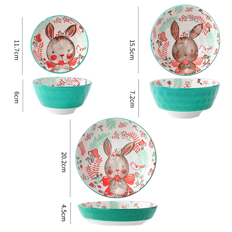 Cartoon Forest Animals theme Bakeware Underglaze Ceramic Single Bowl Baking Pan Salad Plate Household Kitchen Supplies Tableware