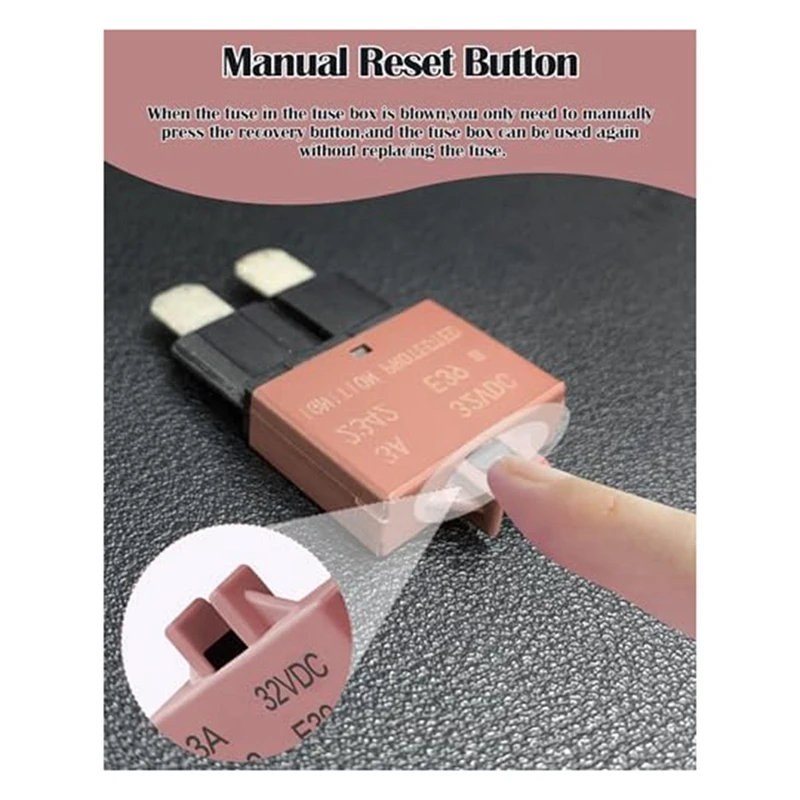 Car ATC Resettable Fuse 7.5A Atomanual Resettable Fuse 32VDC Standard Blade Fuse Combo Kit As Shown Plastic 6 PCS