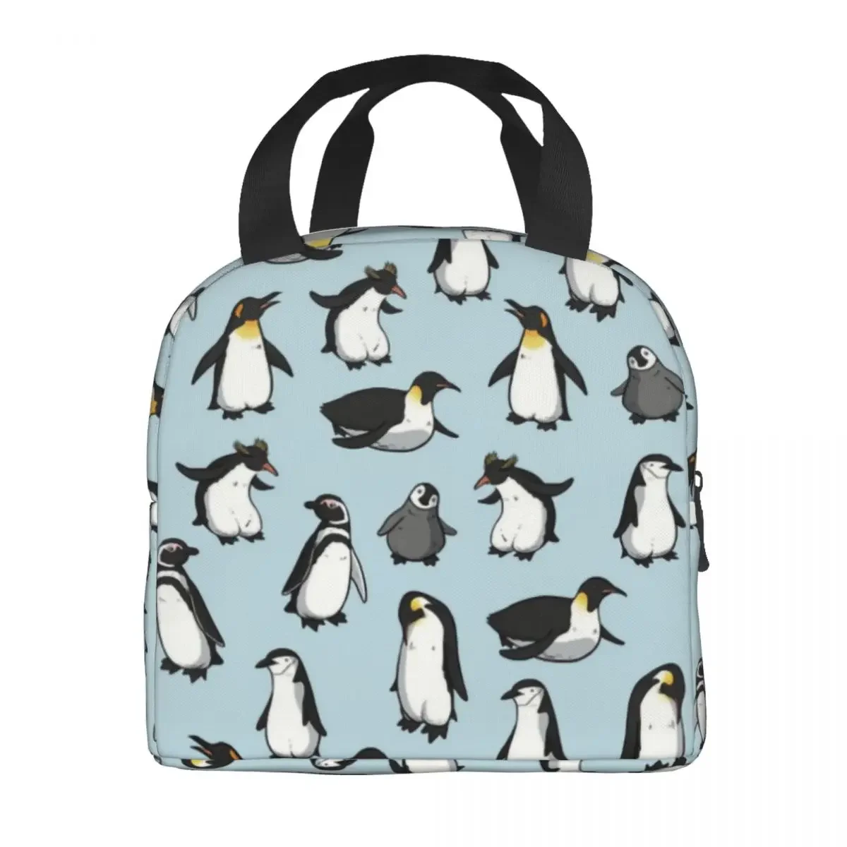 Cute Penguin Pattern Insulated Lunch Bags for Women Antarctica Animal Portable Cooler Thermal Bento Box Kids School Children
