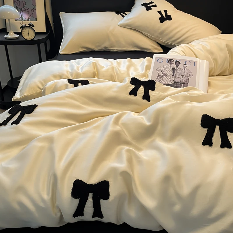 

Комплект постельного белья из шелка Waed, четыре предмета, 2024, новинка, из ледяного шелка, пододеяльник, балдахин, для студенческого общежития, комплект из трех предметов