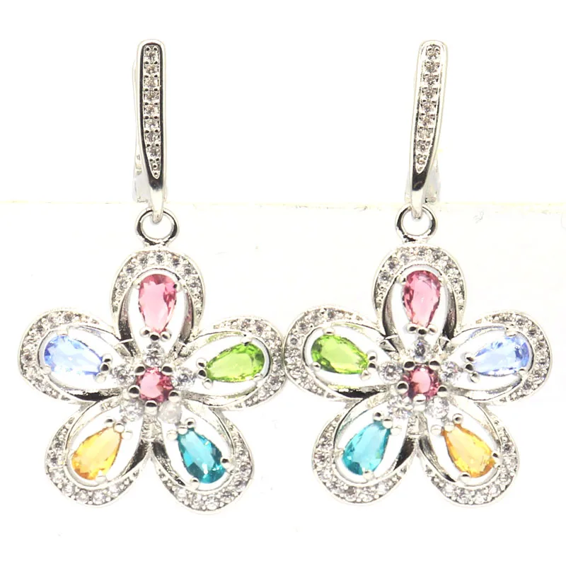 

Buy 4 Get 1 Free 38x22mm Multi Color 6.4g Tourmaline Aquamarine Citrine Peridot Violet Tanzanite CZ Silver Earrings