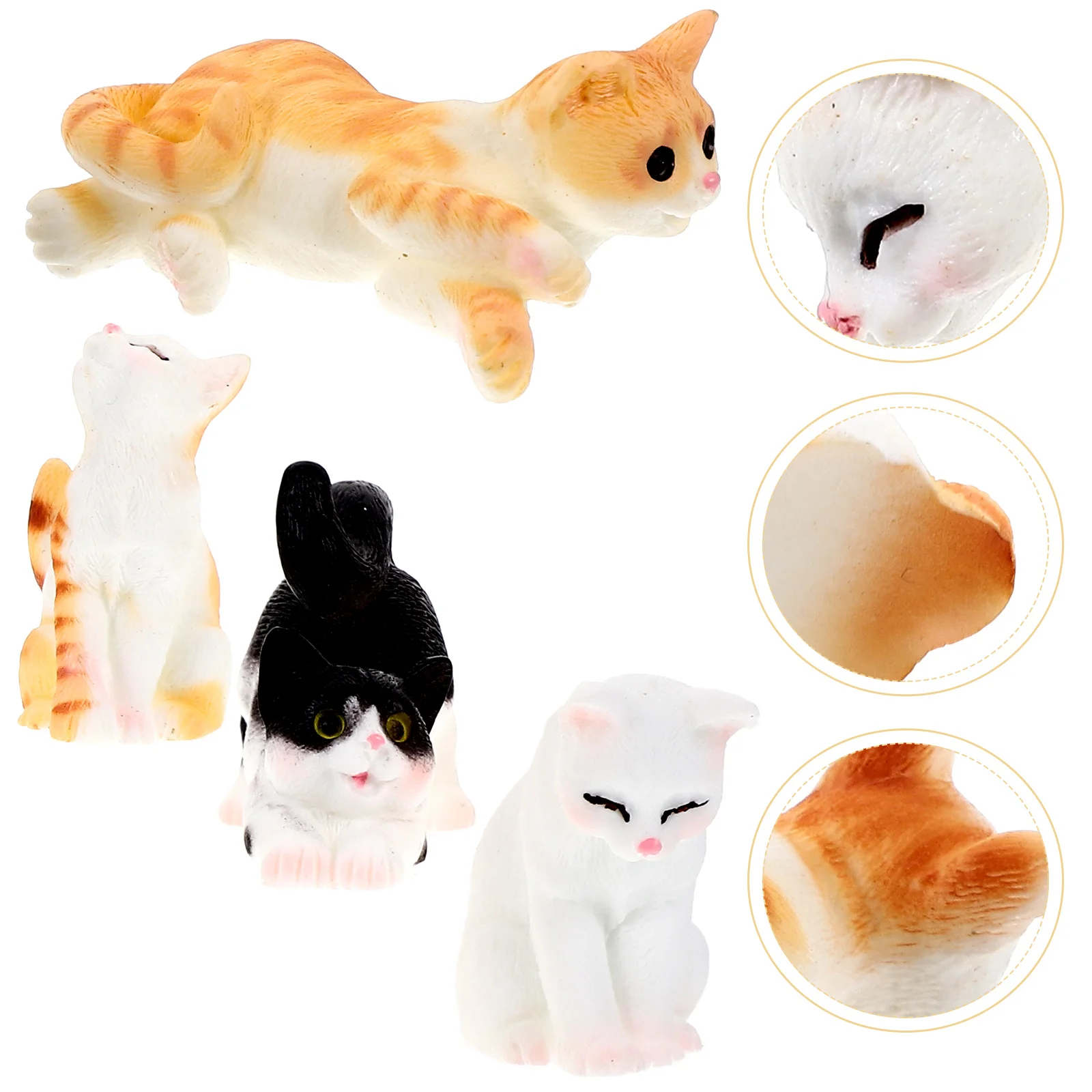 Miniature Cat Figures Dollhouse Orange Animal Figurine Cake Topper Resin Supplies