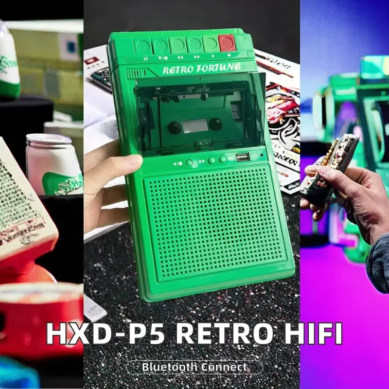 Portable Bluetooth USB cassette player, retro style cassette player high fidelity stereo music player with USB converter,