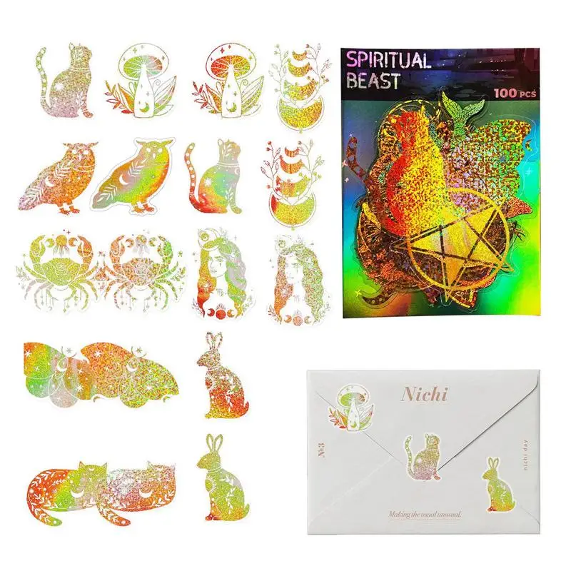 Transparent Gold Sticker 100pcs Multifunctional Holographic Decals For Scrapbook PET Stickers Stationery Ornaments For Calendars