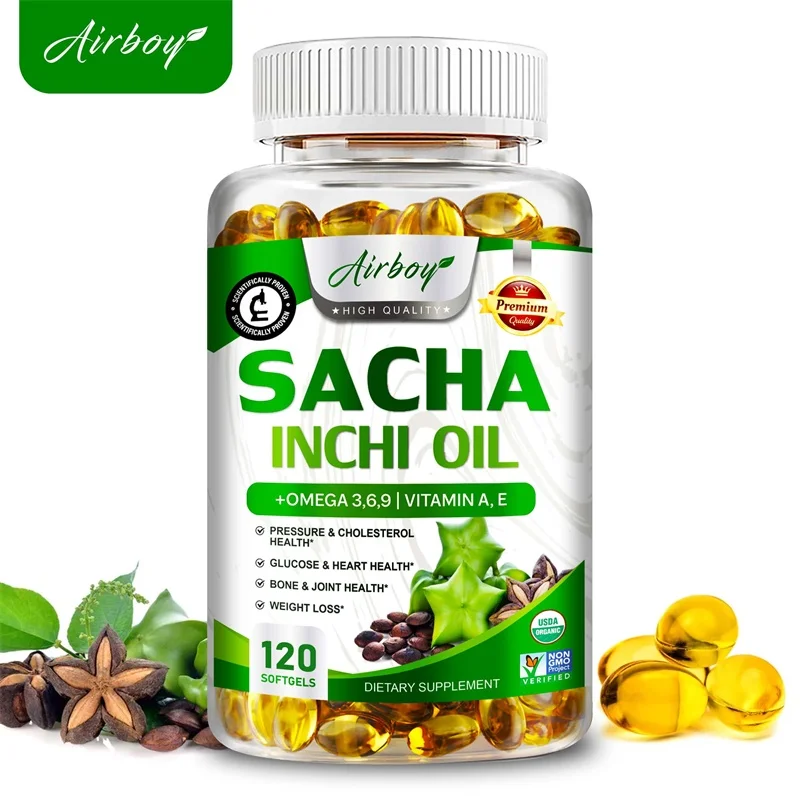 

Sacha Inchi Oil Capsules - Supports Intestinal Health, Balances Cholesterol, Improves Skin and Hair, and Boosts Immunity