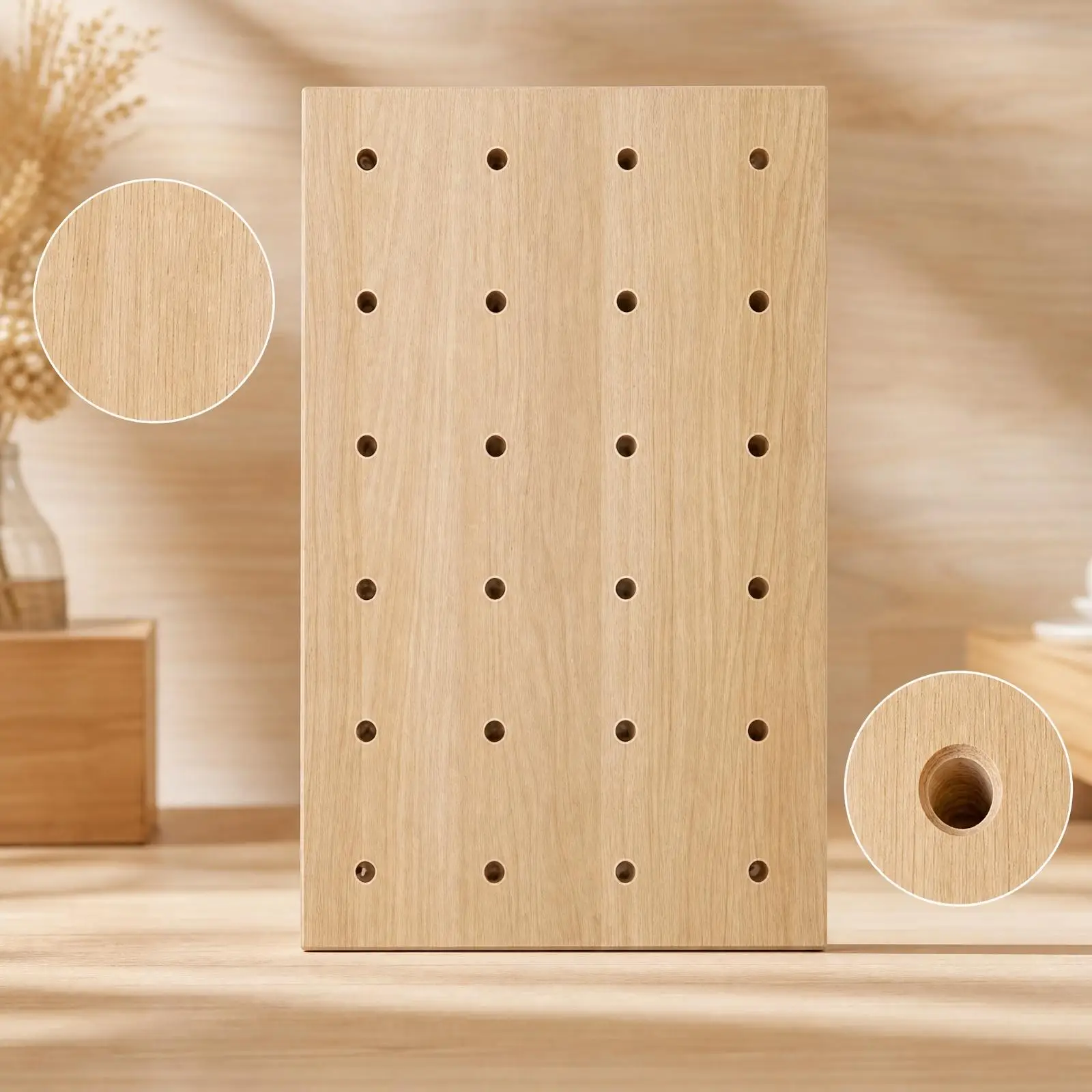 Adjustable Cat Climbing Pegboard Frame in Pine Wood for Small Rooms with Modular Perch and Rest Options