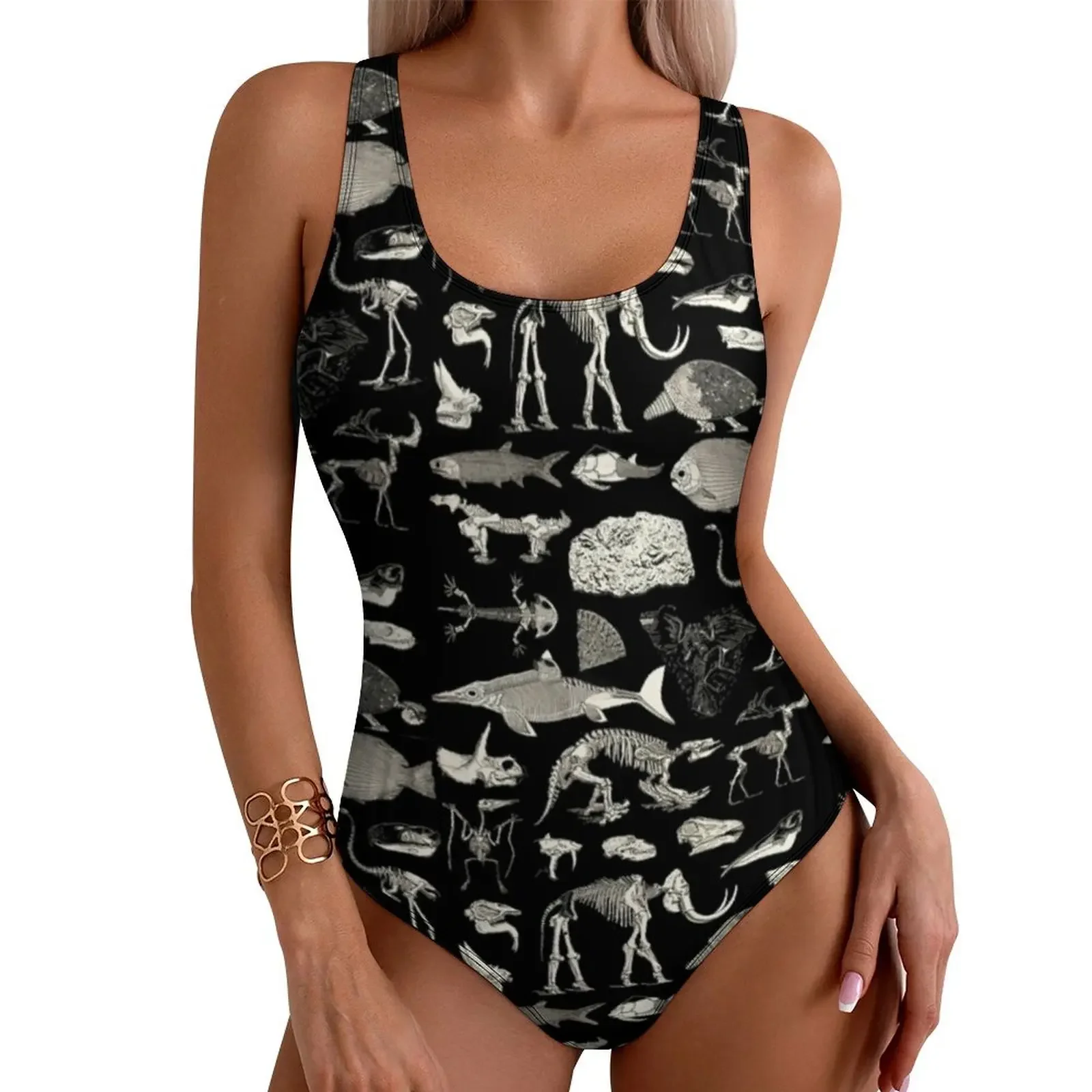 Traje de baño de esqueleto espeluznante, calaveras con flores, traje de baño Push Up, trajes de baño de una pieza para surfear, trajes de baño, ropa de playa Sexy de talla grande
