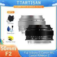TTArtisan 50mm F2 Full Frame Manual Focus Prime Portrait Lens for Sony E Nikon Z Canon M Canon R M43 Fuji X Leica Sigma L Mount