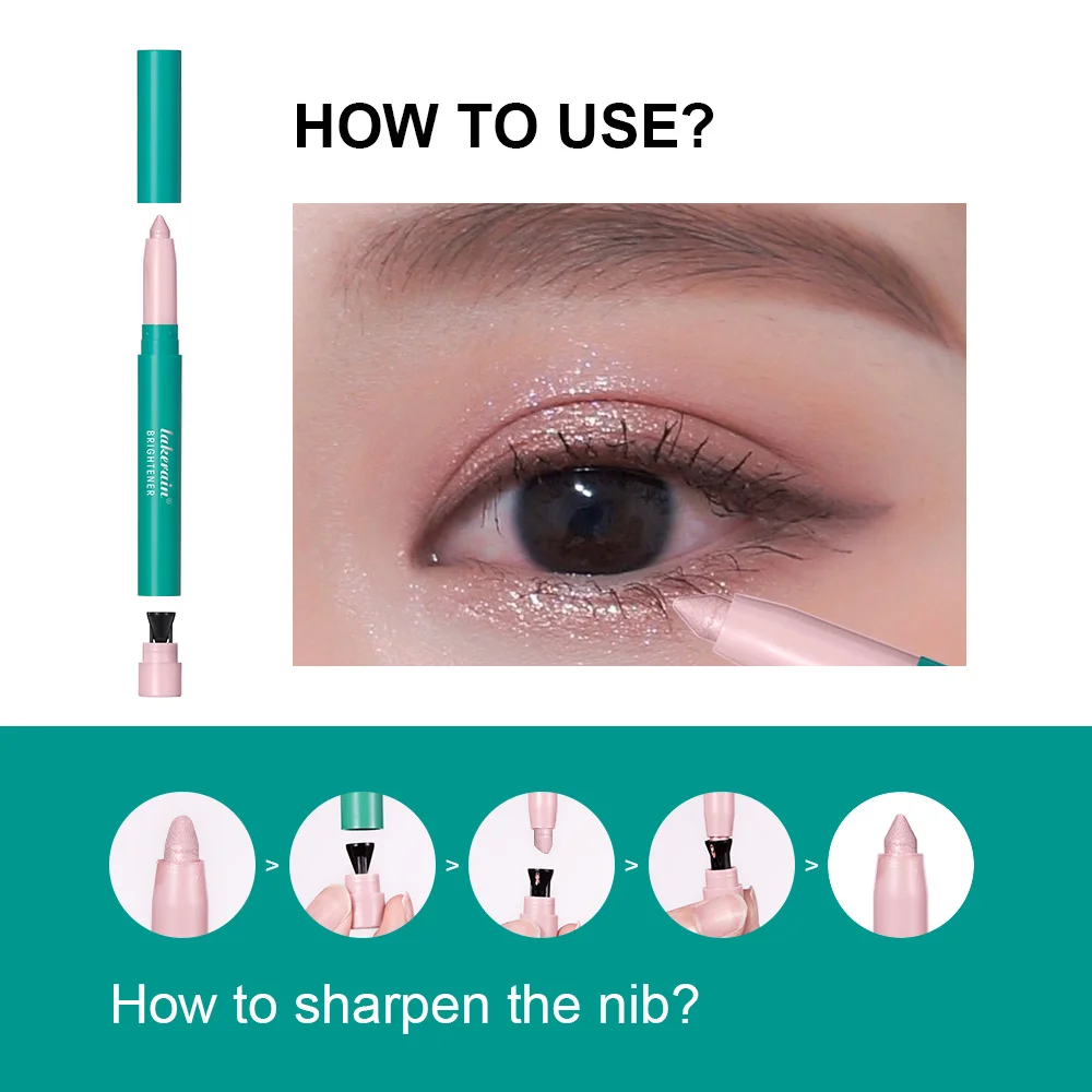 Eyeshadow Stick Brilliant Eye Brightener Creamy Soft Texture Waterproof Long-lasting Shining Easy to Apply Makeup