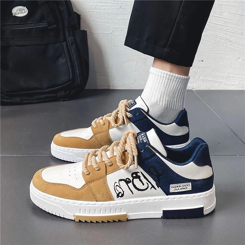 2024 Fashion Designer Shoes for Men Casual Thick Sole Sneakers Lace Up Student Sneakers Men's Vulcanized Shoes Zapatillas Hombre