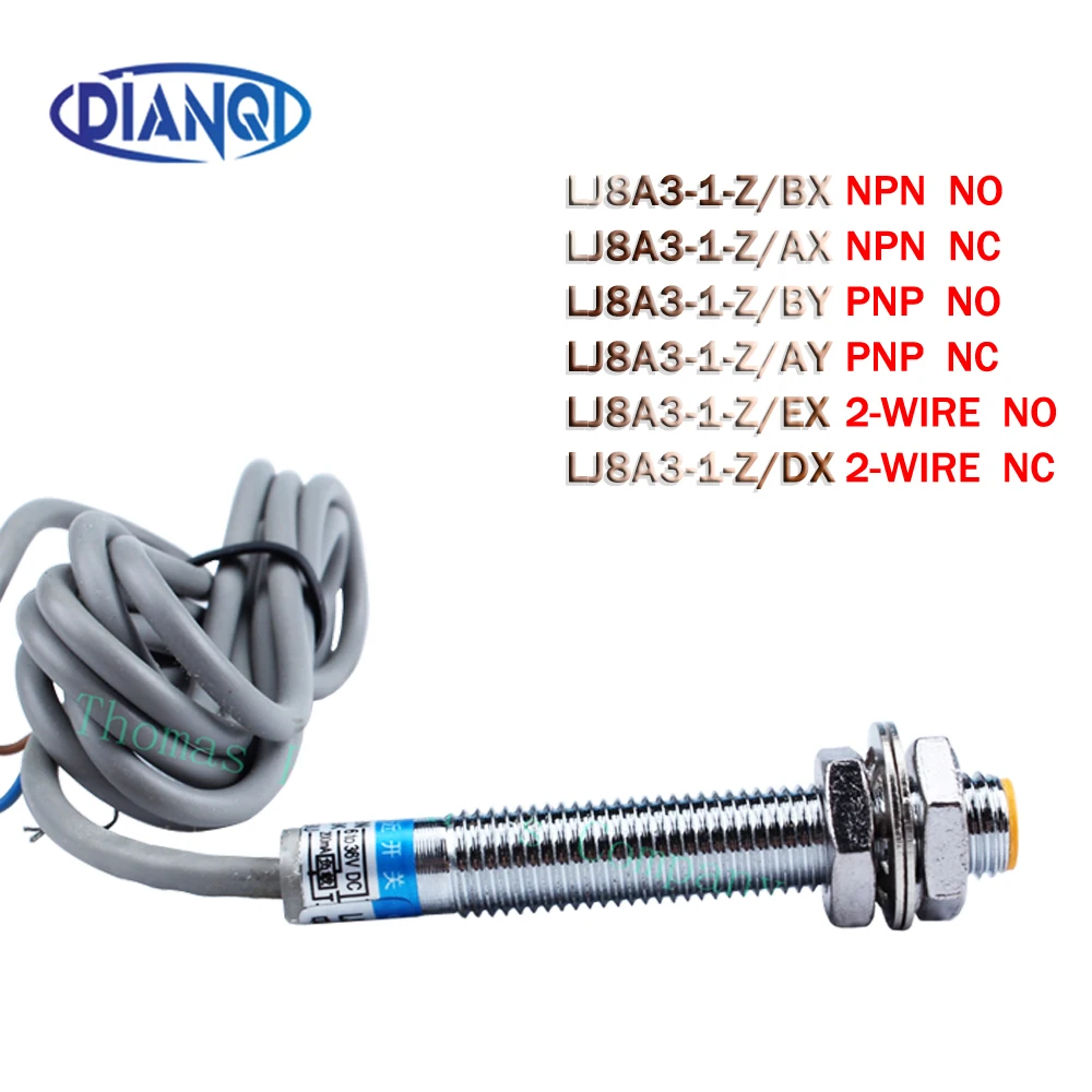 DIANQI Inductive Proximity Sensor,LJ8A3-1-Z/BX/AX/BY/AY DC6-36V 3Wire NPN PNP NO NC DC 200mA Proximity Switch sensor switch