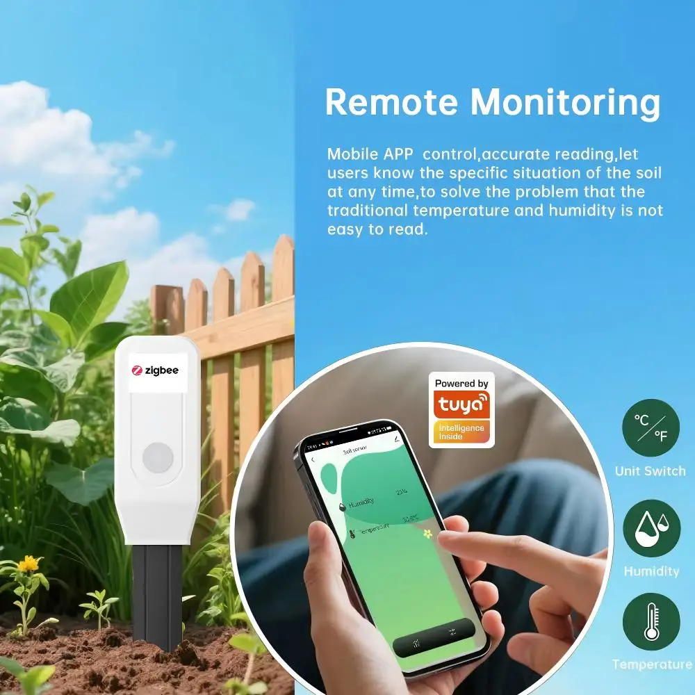 Tuya Smart Home، ZigBee مراقبة رطوبة التربة ودرجة الحرارة، مساعد زراعة الحديقة والعناية بالزهور، سقي الربط عن بعد #6