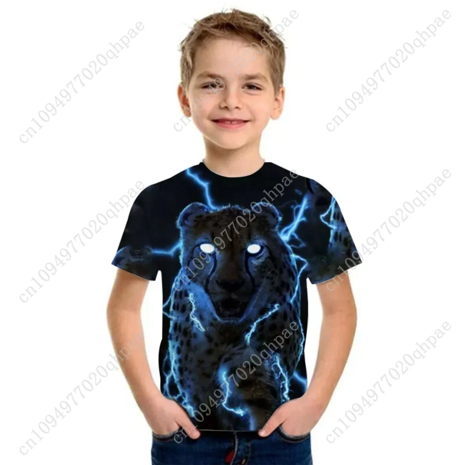 مضحك القرد الوجه تي شيرت للأطفال تي شيرت كامل لصبي الصيف قصيرة الأكمام المحملة ملابس الأطفال موضة فتاة تي شيرت #6