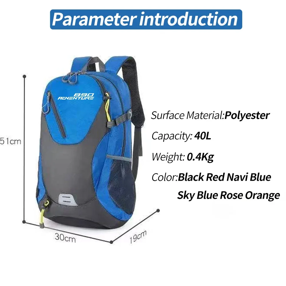 Waterproof Nylon Mochila de Viagem para Homens, Logotipo Personalizado, Acessórios de Bagagem, Duque 390, 690, 790, Aventura, Adv, 40L Capacidade