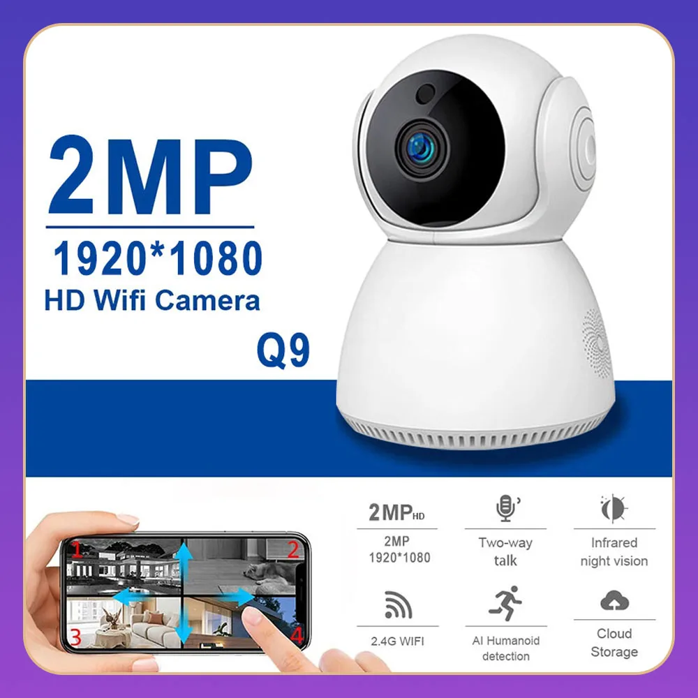 

V380 2MP Wireless CCTV Video Surveillance Smart Camera IP WiFi Network IR Night Vision PTZ Home Security Camera Indoor 355° CCTV