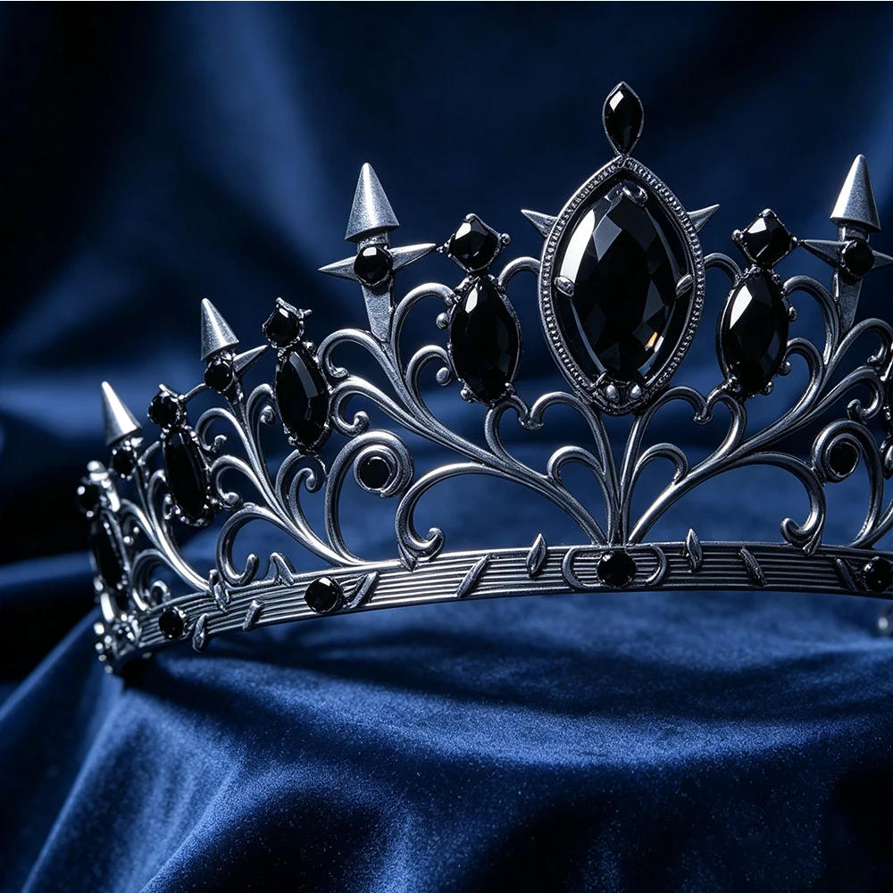 1pc Halloween Gothic Spiked Tiara Antique Silver Crown Women Evil Queen Cosplay Headwear Dark Wedding Themed Party Hair Jewelry - view 5