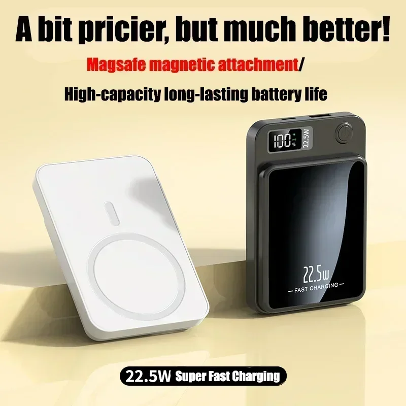 New 50000mAh Wireless Power Bank Magnetic Qi Portable Powerbank Type C Fast Charger For iPhone15 14 13 Samsung MaCsafe