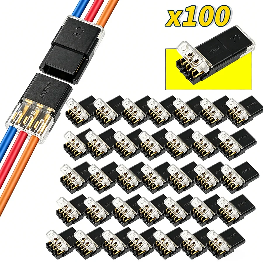 JINH 20-100PCS 3Pin Pluggable Wire Connectors Waterproof Nylon Copper Quick-Connect Terminal Block No Power Mode Required