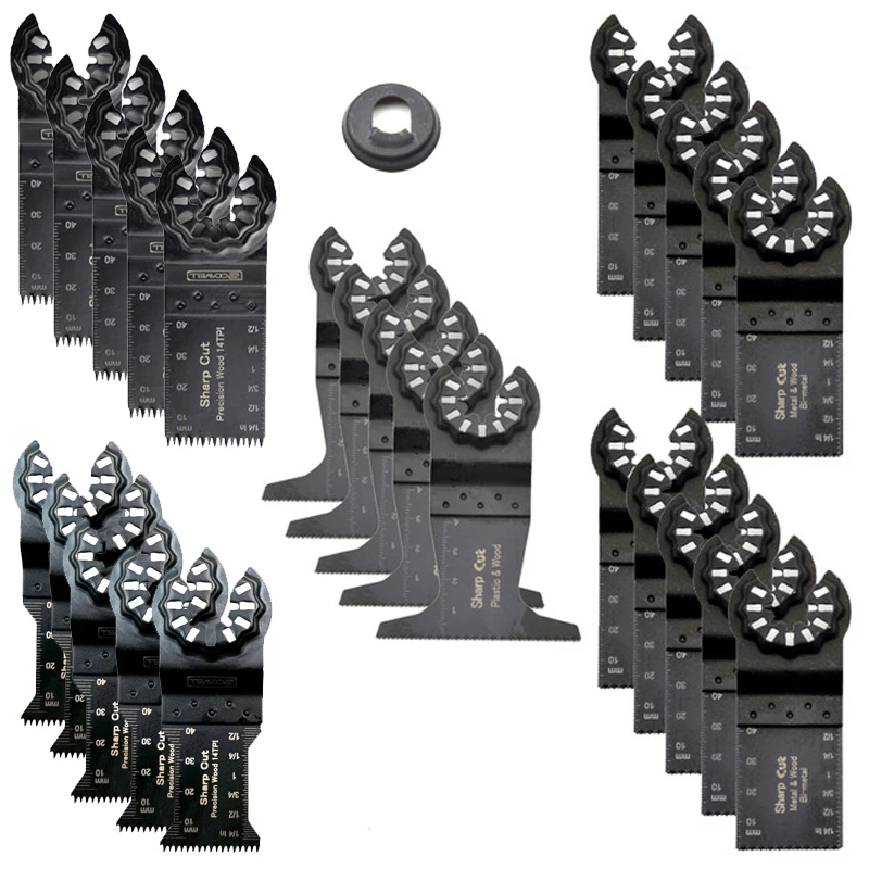 

26pcs Replaced Renovation Plunge Oscillating Multi Tool Saw Blades Set For Crown Cap Star Shank Multimaster Power Tools Machines