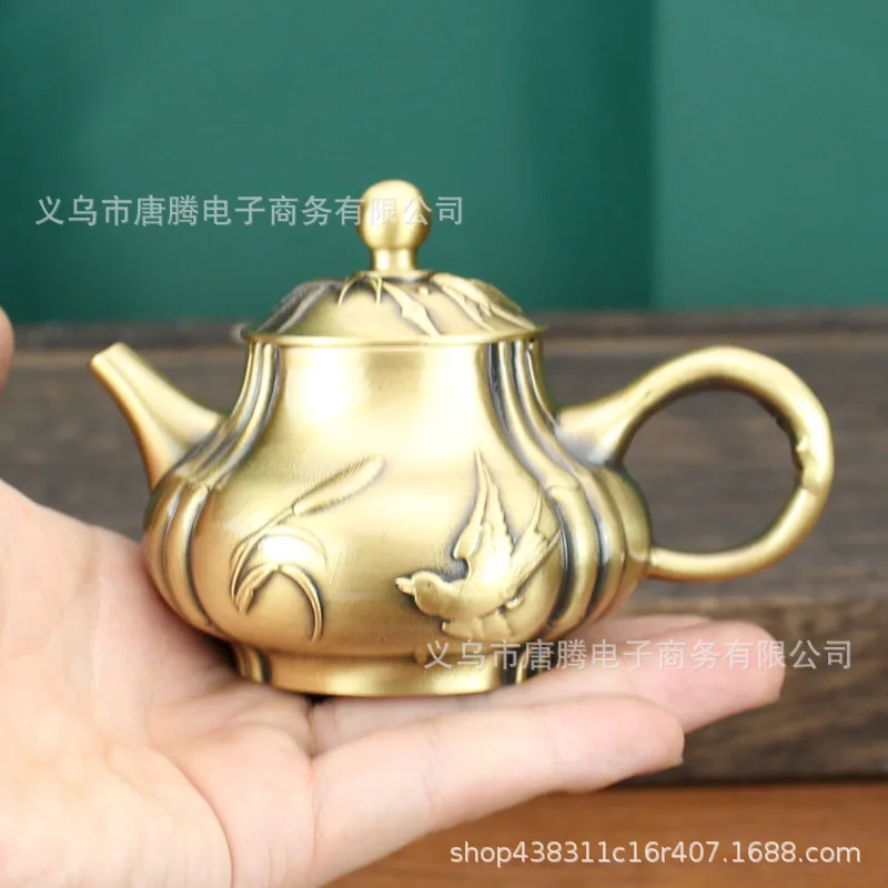 Swallow Pure Handmade Copper Teapot Brewing Brass Pot Home Tea Ceremony Hotel Ornament