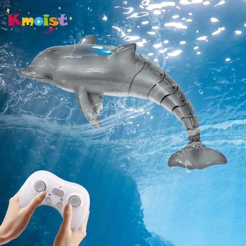 Elétrico impermeável RC Dolphin Fish Toy, Natação Animal Brinquedos para Meninos, Piscina de Água Leve, Controle Remoto, Presente de Natal para Crianças, 2.4G