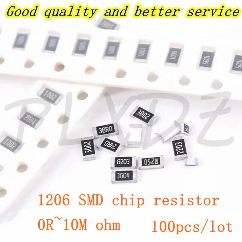 100pcs 1206 1% SMD resistor 0R ~ 10M 1/4W 91 100 110 120 130 150 160 180 200 220 240 270 300 330 360 390 430 470 510 560 R ohm