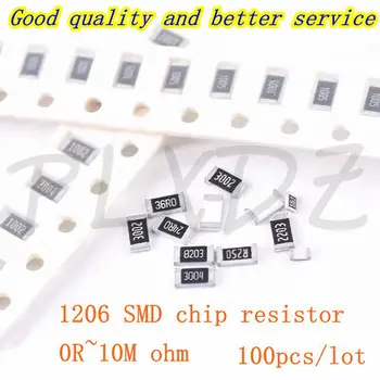 100 adet 1206 1% SMD direnci 0R ~ 10M 1/4W 0 0.1 1 10 100 150 330 ohm 1K 2.2K 4.7K 10K 100K 0R 1R 10R 100R 220220r 330R 1M 10M
