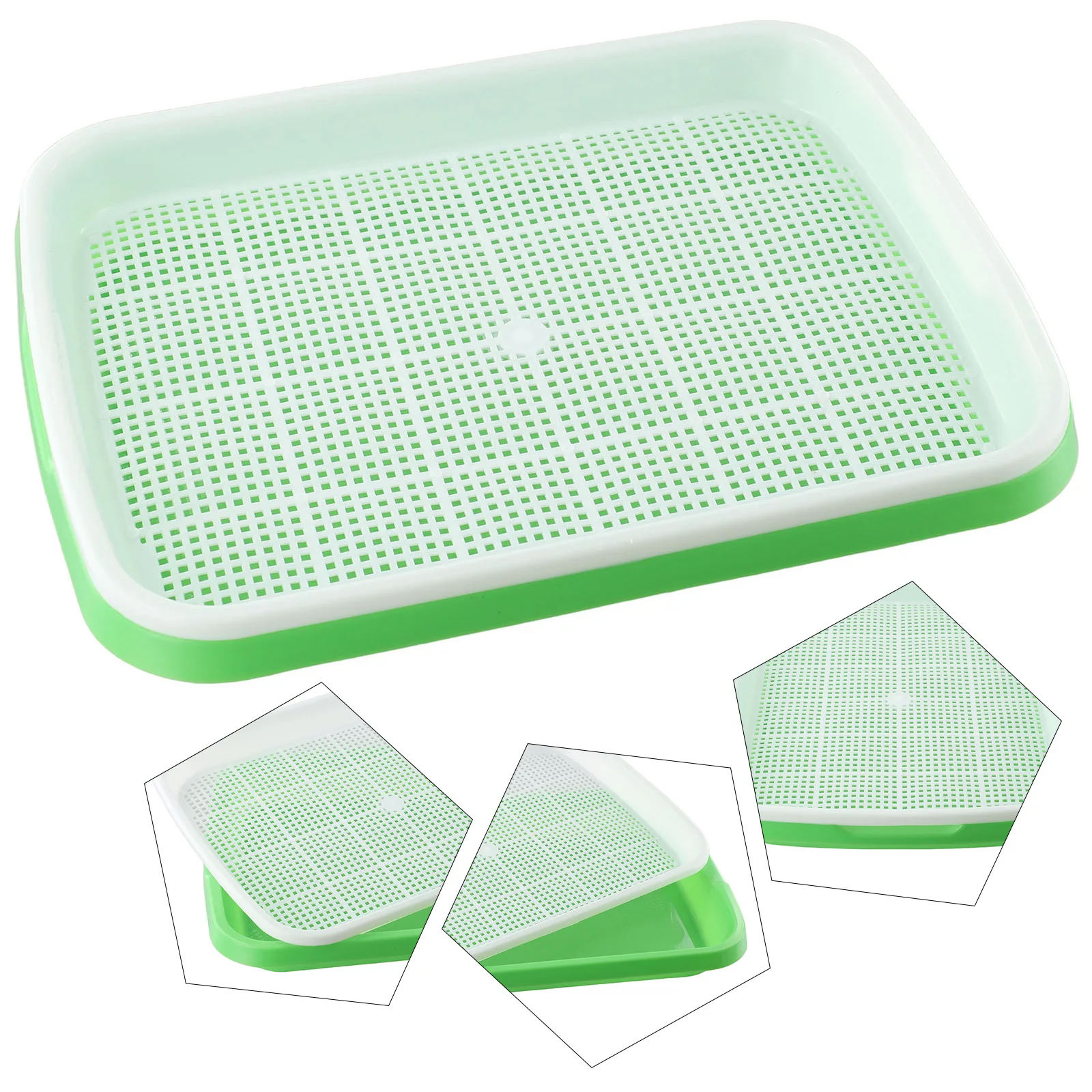 Juego de 1 bandeja de germinación para microvegetales, con macetas de vivero, para cultivo hidropónico en invernadero y jardín, y cesta de cultivo para trigo sarraceno