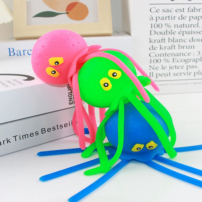 Summer Water Splashing Octopus Marine Animal Decompression Toy Children's Baby Beach Bathing toy TPR Rubber Octopus Pinch Happy