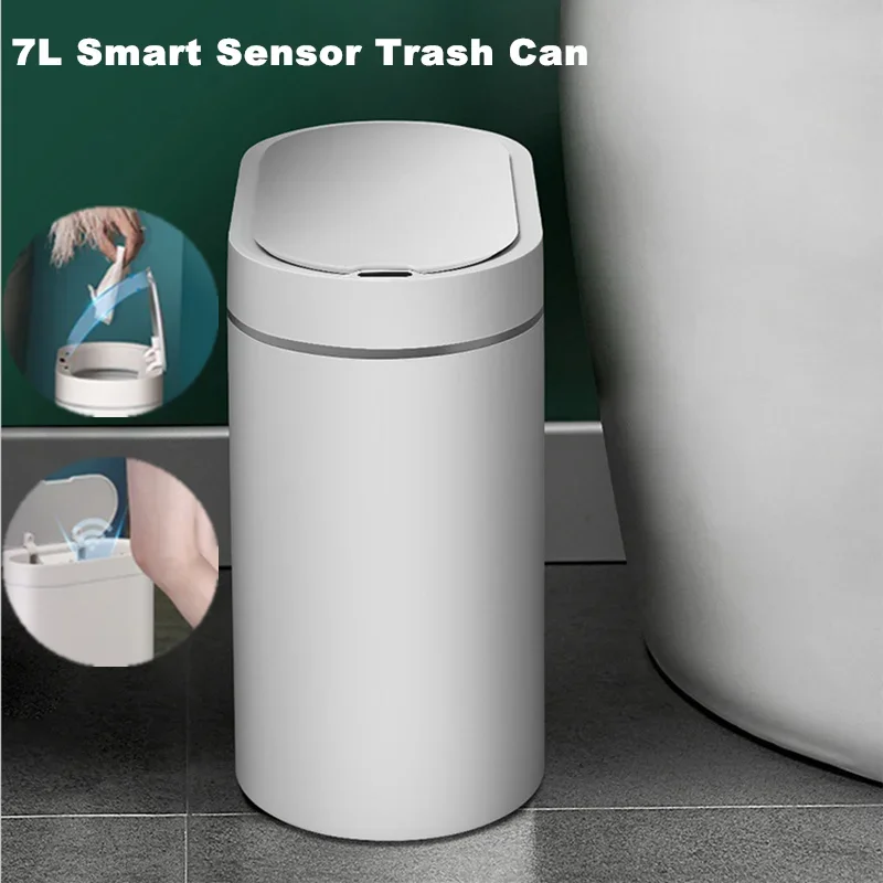 Narrow Seam Smart  Automatic Sensor Trash Can Electronic Household Kitchen Dustbin Bathroom Toilet Waterproof Bucket Garbage