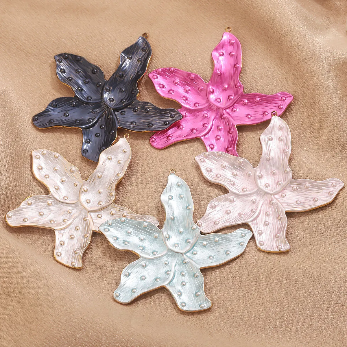 

3 шт. подвески-шармы из нержавеющей стали с эмалью в виде больших цветов для изготовления украшений в стиле бохо, серег, ожерелий, браслетов